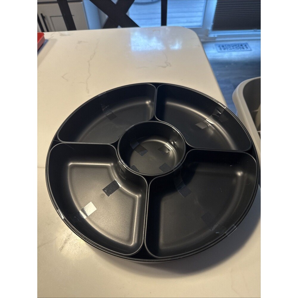 6 piece Server Set Black VeggieTray Or Chip Dip Tray